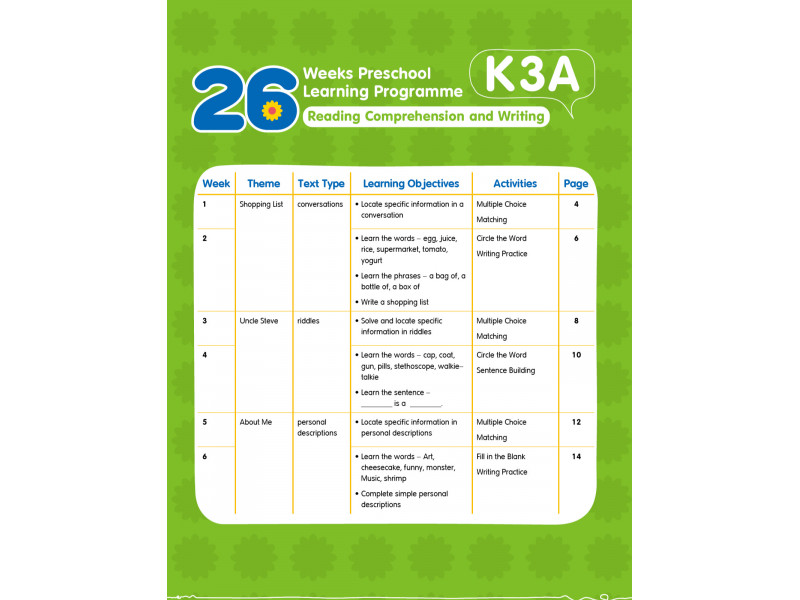 26週學前教育系列：幼兒英語-閱讀理解及寫作K3 (2本套書)